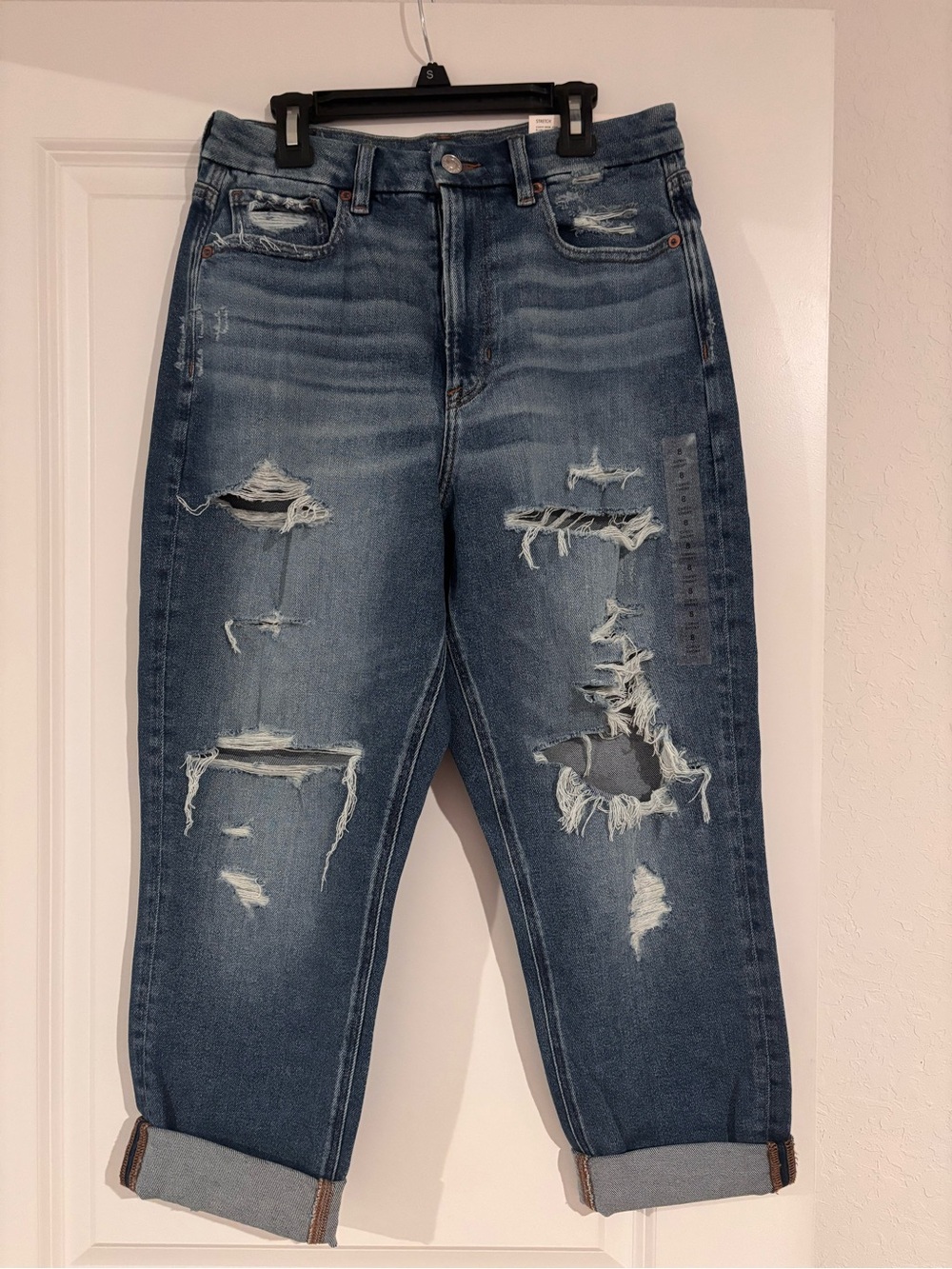 American Eagle Outfitters Men's-Style Ripped Blue Boyfriend Jeans
